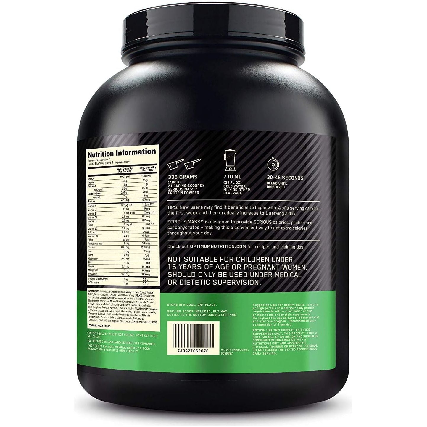 Serious Mass Protein Powder Gainer, Chocolate, 2.72Kg