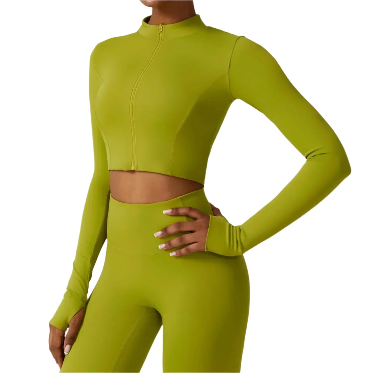 Activ Era Women's Luxe Long Sleeve Zipper Crop Top