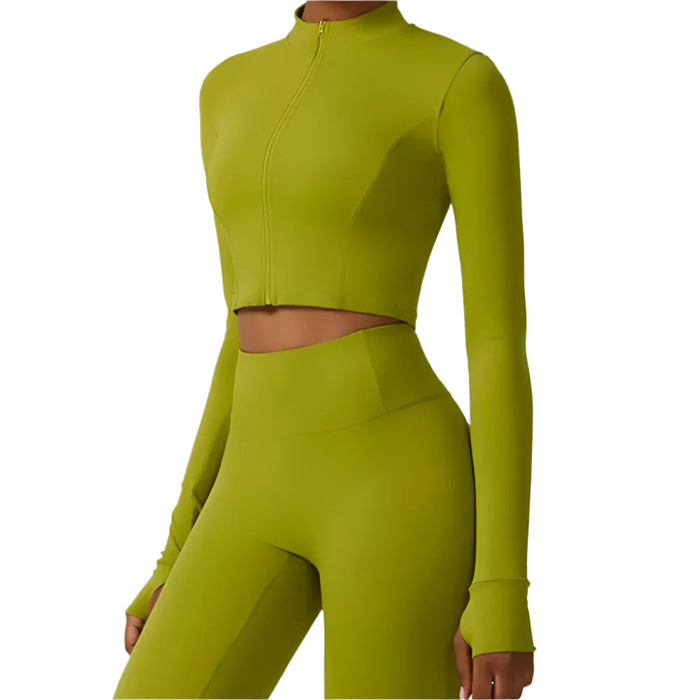 Activ Era Women's Luxe Long Sleeve Zipper Crop Top