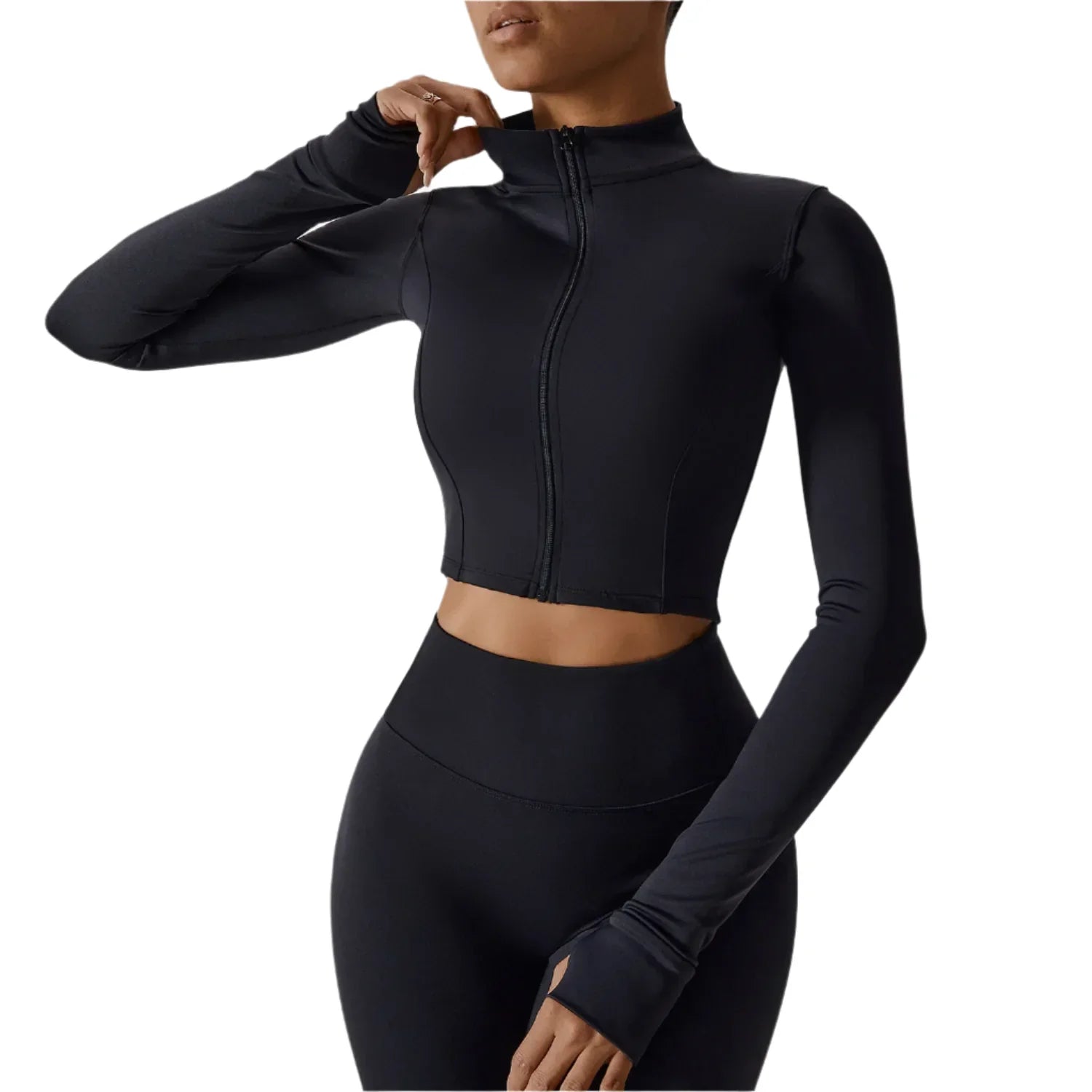 Activ Era Women's Luxe Long Sleeve Zipper Crop Top