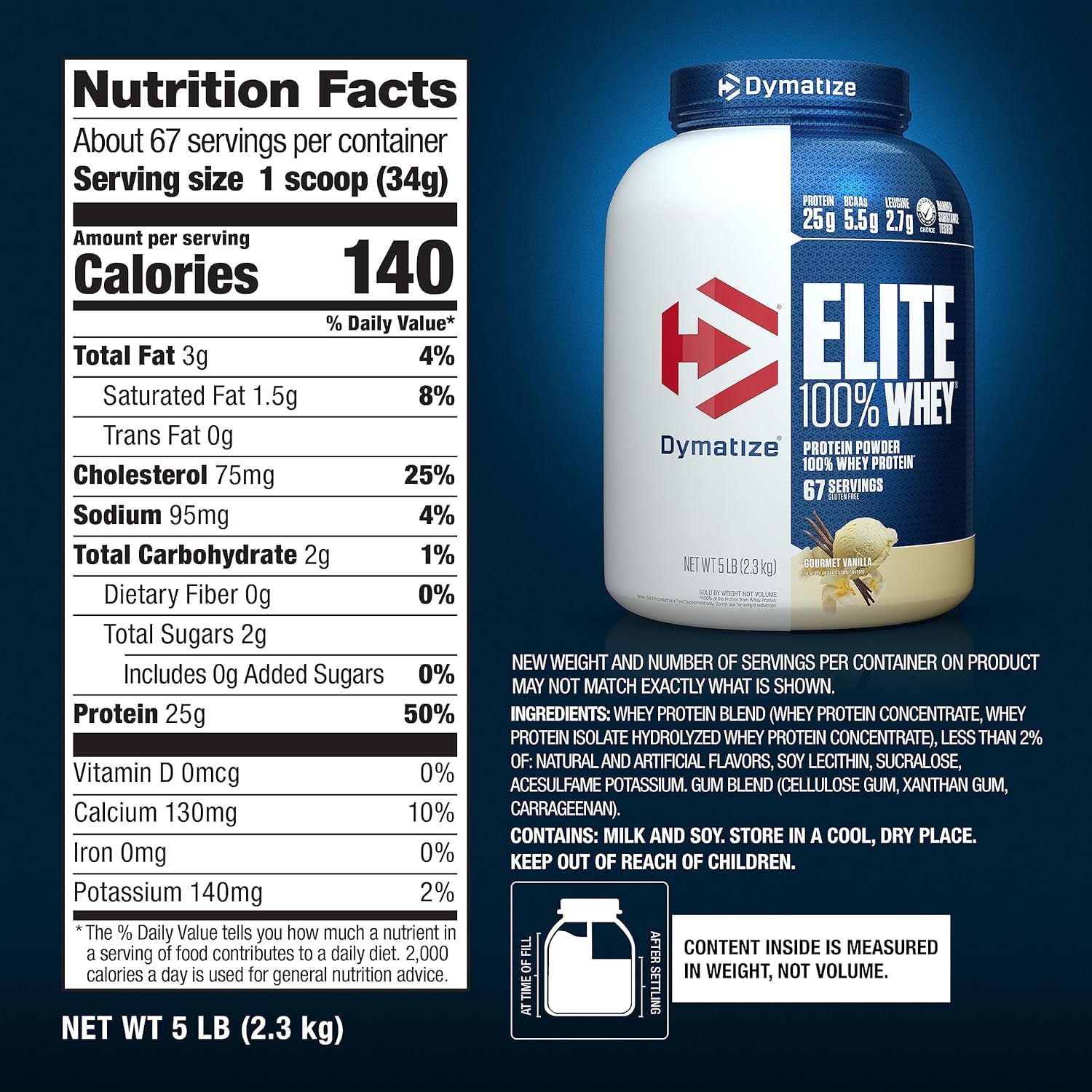 Elite 100% Whey Protein 63 Serves Gourmet Vanilla 2.3Kg