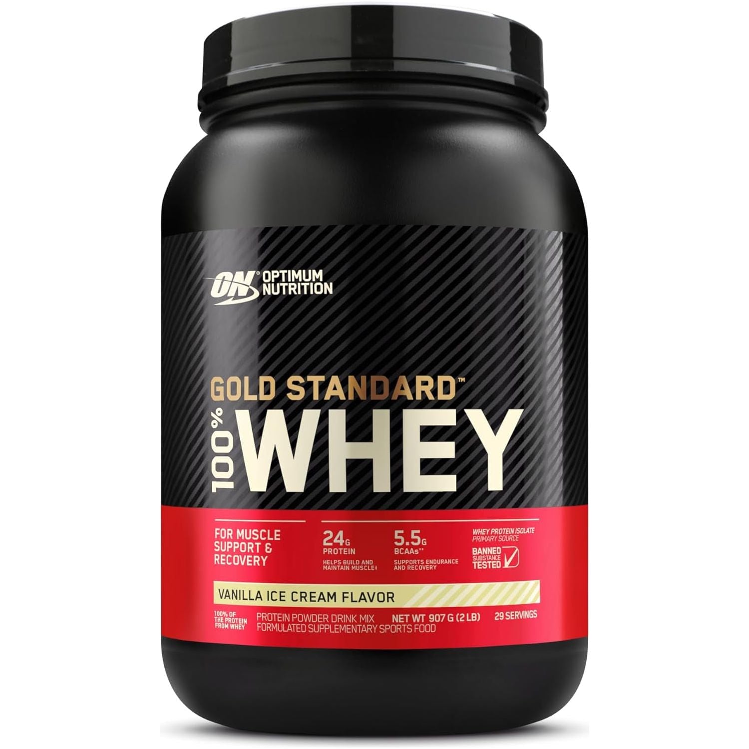 Gold Standard 100% Whey Protein Powder, Vanilla Ice Cream, 907G